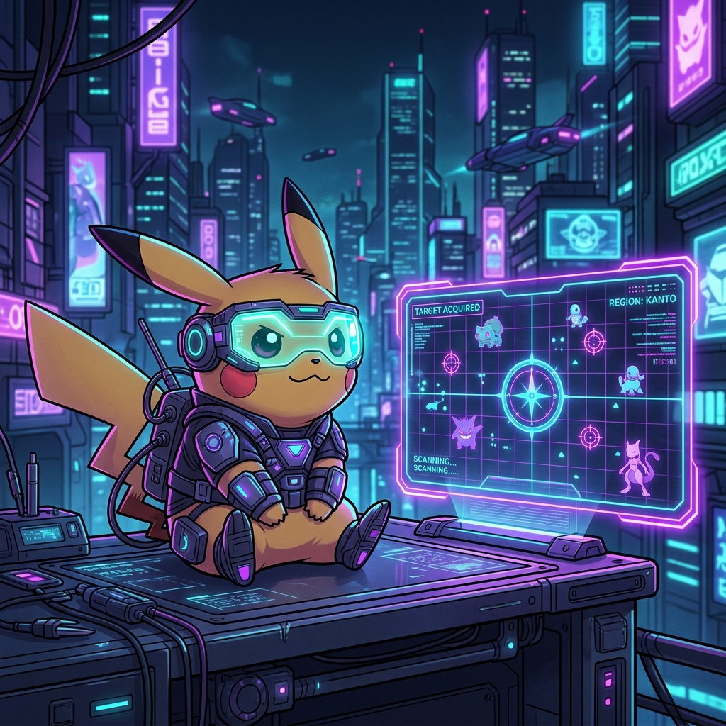 Futuristic Pokemon Hunter Pikachu Hologram